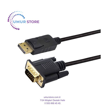 Displayport VGA Kablo 1.8 Metre Dp VGA Kablo