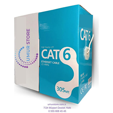 305MT Metre Cat6 23AWG Kablo Ethernet Internet Network Ağ Ip Kamera Kablo