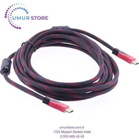 HDMI Kablosu Gold 1.4V 3D 4K Örgülü 5mt