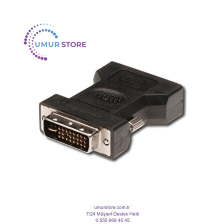 DVI VGA Adaptörü, Dvı-I (24 + 5) Erkek - VGA (HD15) Dişi , Siyah Renk