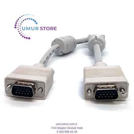 VGA Monitör Kablosu, DSUB 15 erkek DSUB 15 erkek, 3 metre, 3Coax/7C, AWG28, 2x ferrite filtreli, siyah renk Beek VGA 3 mt cable
