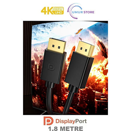 4K Displayport Dp Kablo 280hz/fullhd 165hz/2k 60hz/4k 30hz/5k Ultra Hd 4K V1.2 1.8metre