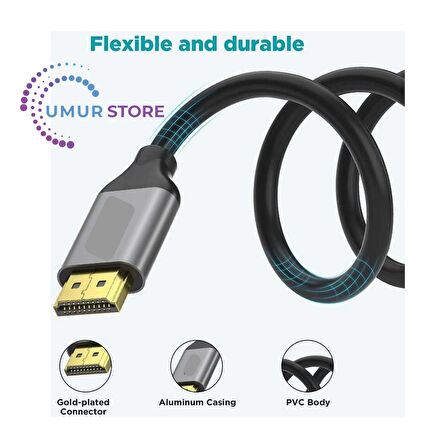 4K 120Hz / 8k 60Hz HDMI Kablo 183 cm 48 Gbps HDMI 2.1 Görüntü Aktarım