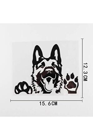 Camdan Bakan Kurt Köpeği Tasarım Oto Stickerı Siyah 12.3*15.6 Cm