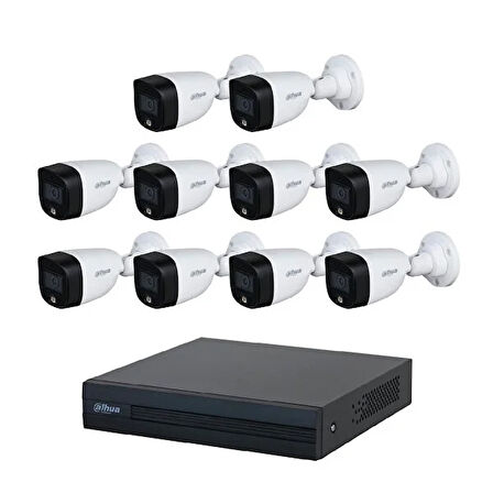 Dahua 10 Kameralı Renkli Gece Görüşlü Full Hd Güvenlik Kamera Seti