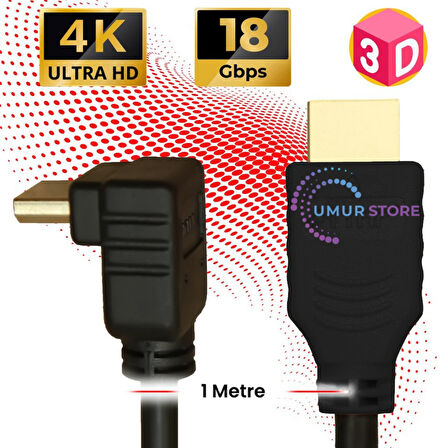 HDMI 2.0 4K Ultra Hd 60 Hz L Tipi Ses ve Görüntü Aktarım Kablosu 1 Metre
