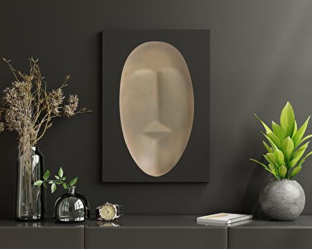 Sürreal Mask Duvar Dekorasyon 2’li Bej - 30x17 cm ve  Bej - 20x11 cm