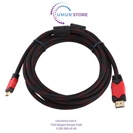 5m Metre 1080P Hasır Örgülü HDMI Kablo