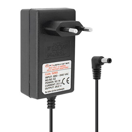 25 Volt - 2 Amper - 50 Watt 5.5*2.5 Mm L Uçlu Şarjlı Matkap Adaptörü