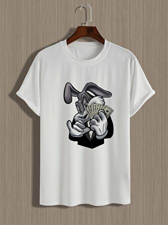 Tavşan Grafik Baskı Kısa Kollu Tişörtler