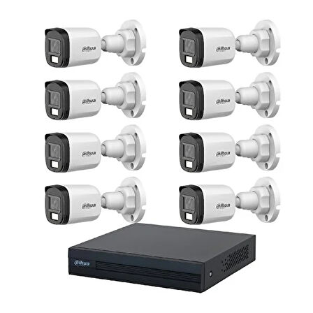Dahua 8 Kameralı 30 Metre Renkli Gece Görüşlü Full Hd Güvenlik Kamera Seti