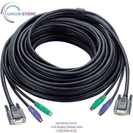 Ps/2 Kvm Kablosu, VGA Monitör 15 Pin Hdb Dişi, Ps/2 Klavye 6 Pin Mini-Dın Erkek, Ps/2 Mouse 6 Pin Mini-Dın Erkek VGA Monitör