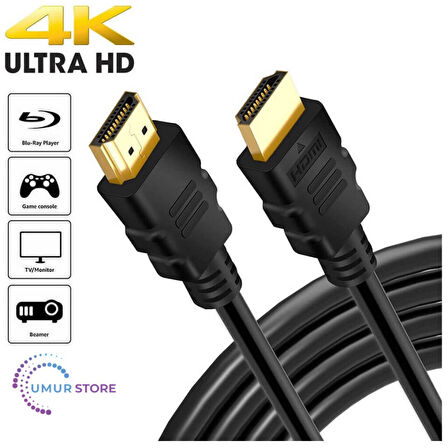 HDMI Kablo 4K 3D Ağ Destekli Altın Uçlu 4K 60Hz 18G Bps Ultra Hd 4K Ethernet HDMI Kablosu - 3 mt
