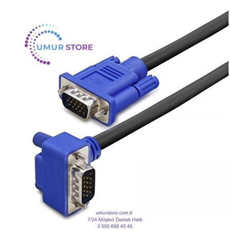 VGA Erkek Erkek 90 Derece Kablo 15 Pin VGA Doksan Derece Kablo 5m