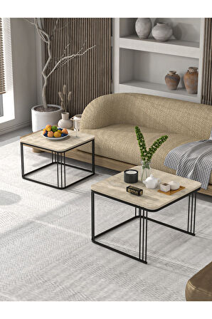 Orta Sehpa Ve Zigon Sehpa Damla Gold Beyaz