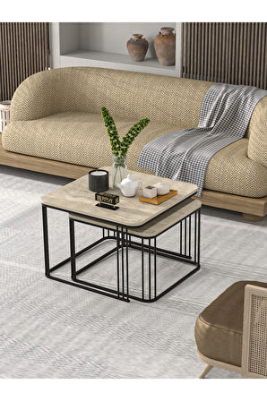 Orta Sehpa Ve Zigon Sehpa Damla Gold Beyaz