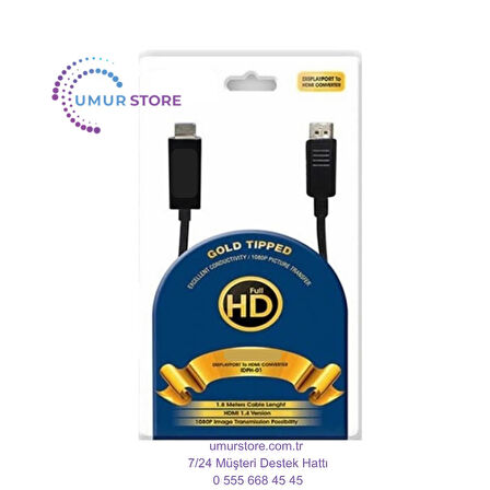 IDPH-18T Displayport To Hdmi Kablo 1.8mt