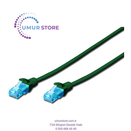 Cat. 5e Patch Kablo, Utp, 10 Metre, Awg 26, Yeşil Renk