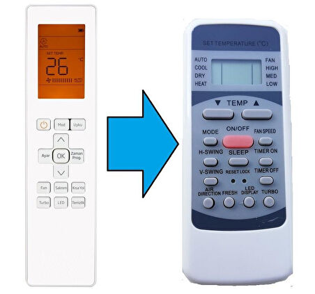 Beko 74826 İle Uyumlu Klima Kumandası-Resimde Sağdaki Gönderilir