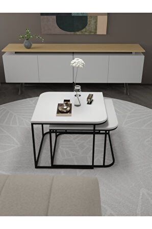 Orta Sehpa Damla İkili Lüx Beyaz