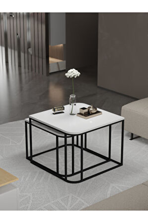 Orta Sehpa Damla İkili Lüx Beyaz