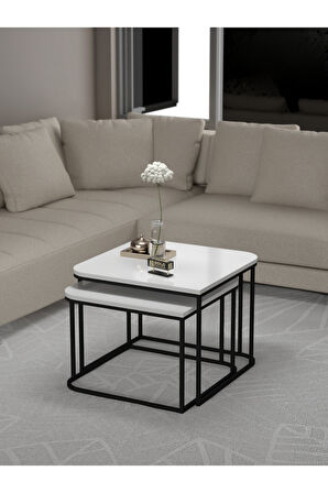 Orta Sehpa Damla İkili Lüx Beyaz