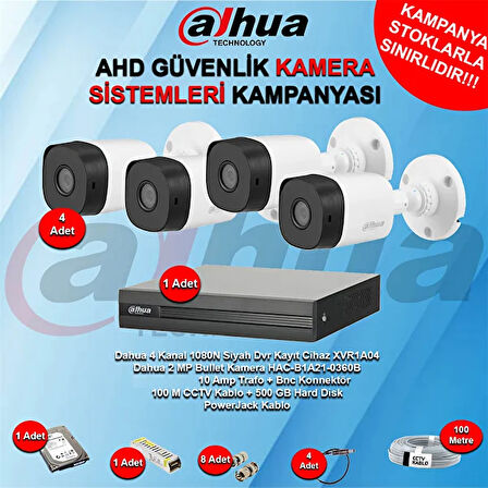 Dahua 4 Kanal Bullet Ahd Güvenlik Kamera Kampanya Seti