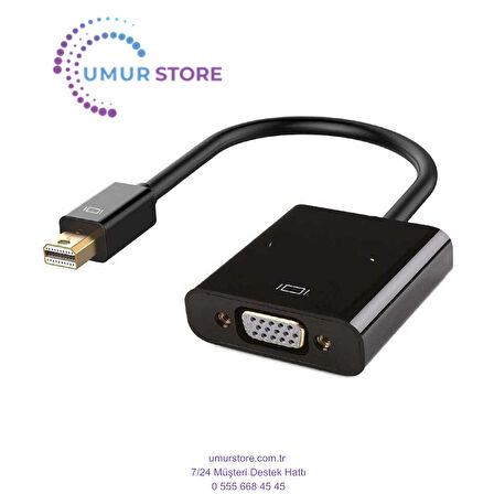 VGA To Mini Display Port Dönüştürücü Adaptör 1080P Full Hd 60Hz Görüntü Aktarım