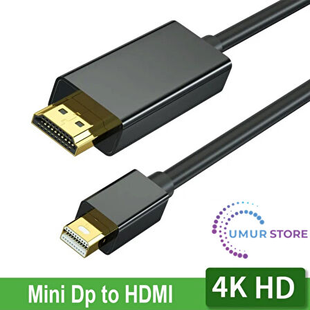 Mini Display Port To HDMI Kablo 4KX2K Video Aktarma Kablosu 1.8 Metre