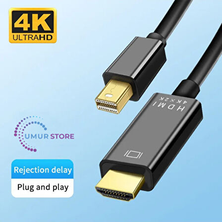 Mini Display Port To HDMI Kablo 4KX2K Video Aktarma Kablosu 1.8 Metre