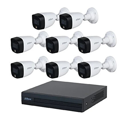 Dahua 8 Kameralı Renkli Gece Görüşlü Full Hd Güvenlik Kamera Seti