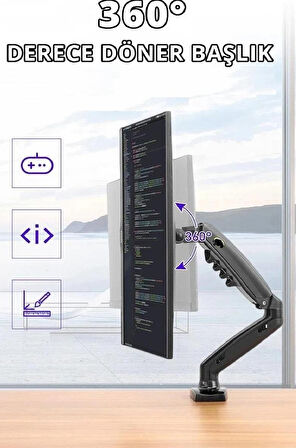 23.6”inç Lcd Led Monitör Masa Üstü Full Hareketli Askı Aparatı