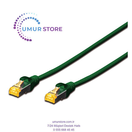 CAT 6A SFTP/PIMF (Pairs In Metal Foil) Patch Kablosu, LSZH, 0,5 metre, AWG 26, Yeşil Renk