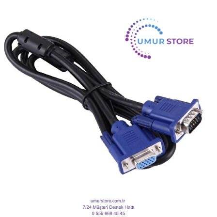 1.5m VGA To VGA Monitör Ekran Uzatma Ekleme Kablosu 15 Pin Dişi Erkek