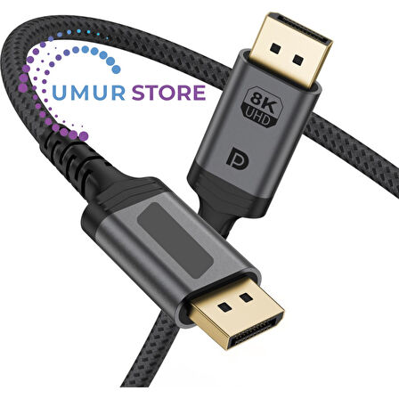 8K UHD DisplayPort v1.4 32.4 Gbps / 24K Gold / Alüminyum Gövdeli 8K 60Hz-4K 120Hz-2K 240HZ-FHD 240Hz Destekli G-Sync &