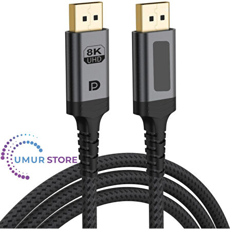 8K UHD DisplayPort v1.4 32.4 Gbps / 24K Gold / Alüminyum Gövdeli 8K 60Hz-4K 120Hz-2K 240HZ-FHD 240Hz Destekli G-Sync &