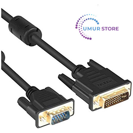 3m Metre 24+5 DVI To VGA Kablo - Altın Uçlu DVI VGA Kablo