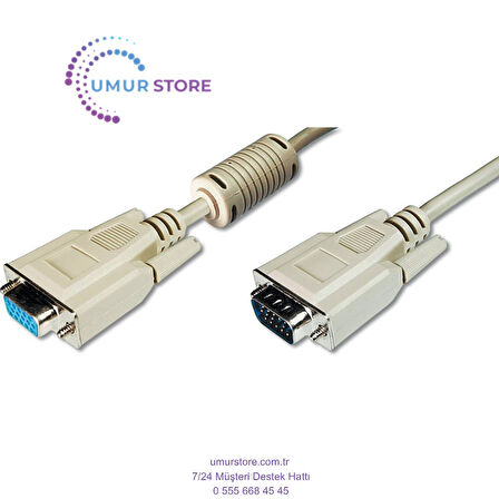 Digitus AK-310200-018-E 1.8 mt VGA To VGA Erkek-Dişi AWG28/30 3CF7C Bej Görüntü Kablosu