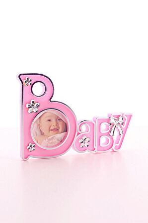2 Adet Baby Yazılı Sevimli Mini Resim Çerçevesi Pembe
