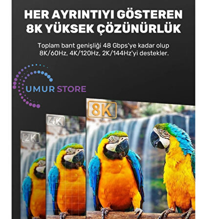 3117 HDMI 2.1 Kablo 8K Ultra Hdtv 1.5 Metre, 8k 60Hz, 4K 120Hz, 7680P Hdr 2.1V 48GBS Görüntü Kablosu