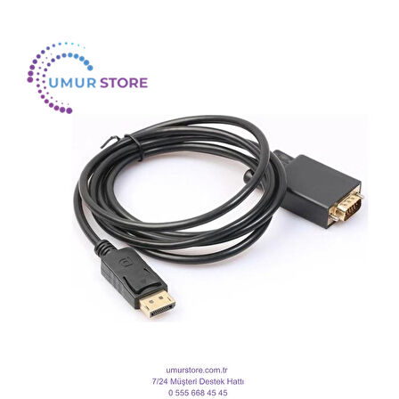 Display Port To VGA Kablo Display VGA Dp To VGA 1.8m Displayport Erkek VGA Erkek Kablo 1.8 Metre Çevirici Dönüştürücü