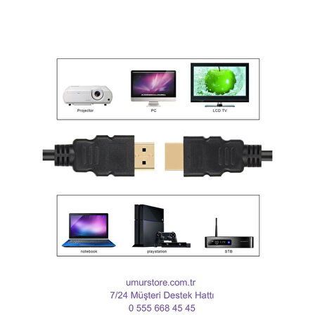 HDMI To HDMI 30CM Kısa HDMI Kablo Altın Uçlu Full Hd 3D LCD LED Ps3 Uydu Receiver