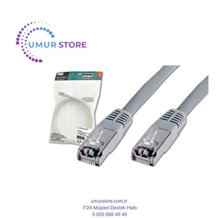 CAT. 5E SF-UTP Patch Kablo, 3 metre, AWG 26, Gri Renk