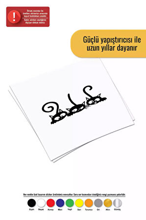 Sevimli Kediler Sticker Oto Motor Laptop Duvar Folyo Sticker 20 X 10 Cm