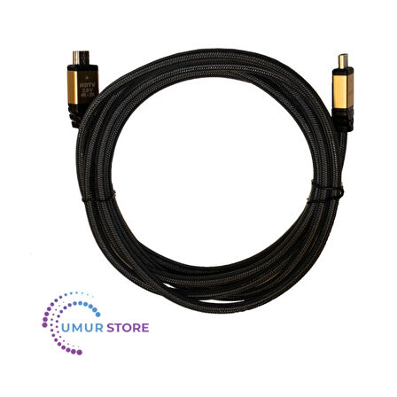 4K HDMI 2.0 Kablo - 60 HZ - Naylon Örgülü - Altın Uçlu - 3 Metre