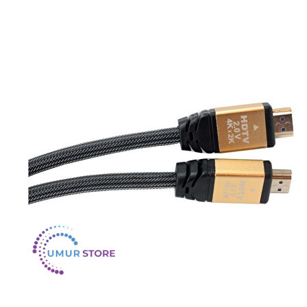 4K HDMI 2.0 Kablo - 60 HZ - Naylon Örgülü - Altın Uçlu - 3 Metre