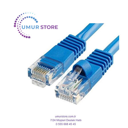 CAT610M Cat6 RJ45 Lan Kablosu Uçlari Fabrikasyon Takili Bilgisayar Modem Mavi Internet Ethernet Kablosu