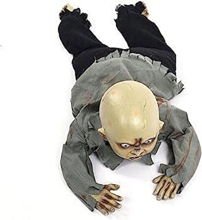 Sesli Işıklı ve Sensörlü Yerde Emekleyen Hareketli Bebek Hayalet Zombi Dekor 30x85 cm