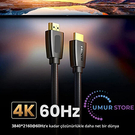 4K HDMI Örgülü Görüntü ve Ses Aktarma Kablosu 1.5 Metre