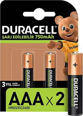 DURACELL İNCE PİL 750 mah.ŞARJLI (2Lİ BLS)